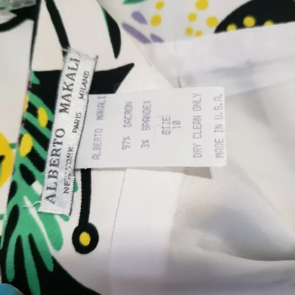 Vintage Alberto Makali Floral Print Suit Set Sz 8/10 Jacket and Skirt Colorful